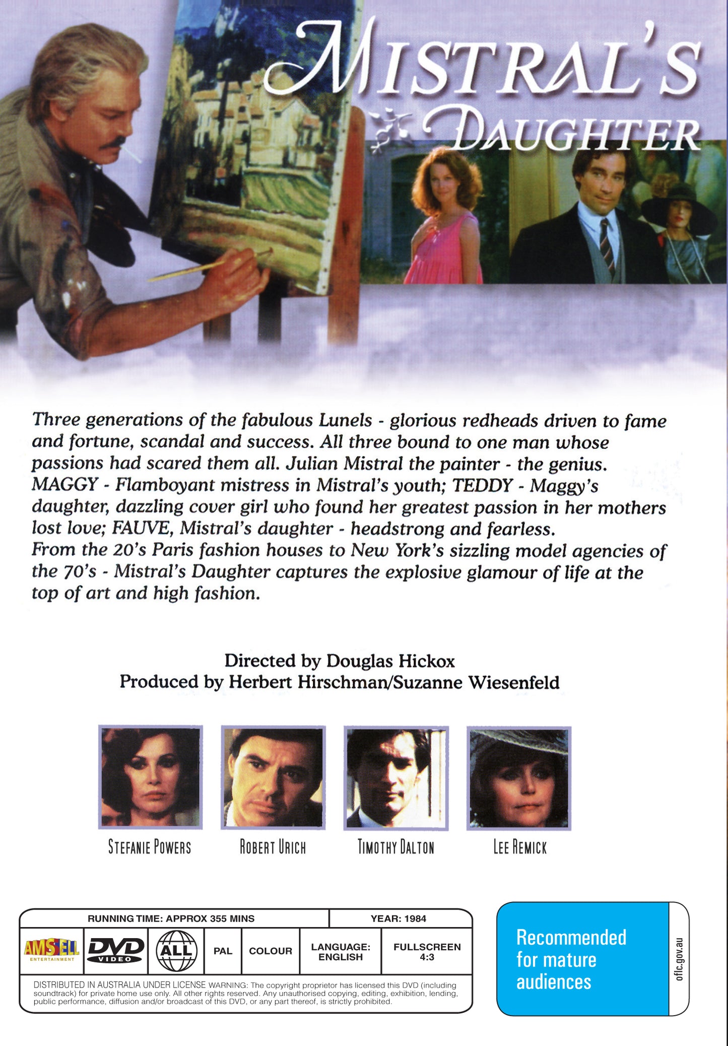 Buy Online Mistral's Daughter  - 1984 - DVD - Stefanie Powers, Lee Remick | Best Shop for Old classic and hard to find movies on DVD - Timeless Classic DVD