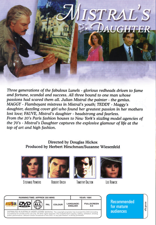Buy Online Mistral's Daughter  - 1984 - DVD - Stefanie Powers, Lee Remick | Best Shop for Old classic and hard to find movies on DVD - Timeless Classic DVD