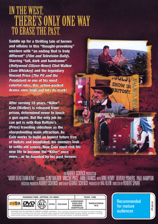 Buy Online More Dead Than Alive (1969) - DVD - Clint Walker, Vincent Price | Best Shop for Old classic and hard to find movies on DVD - Timeless Classic DVD