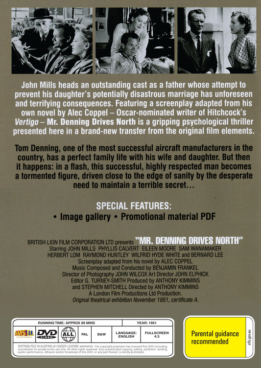 Buy Online Mr. Denning Drives North (1951) - DVD - John Mills, Phyllis Calvert | Best Shop for Old classic and hard to find movies on DVD - Timeless Classic DVD