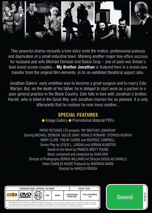 Buy Online My Brother Jonathan (1948) - DVD - Michael Denison, Dulcie Gray | Best Shop for Old classic and hard to find movies on DVD - Timeless Classic DVD