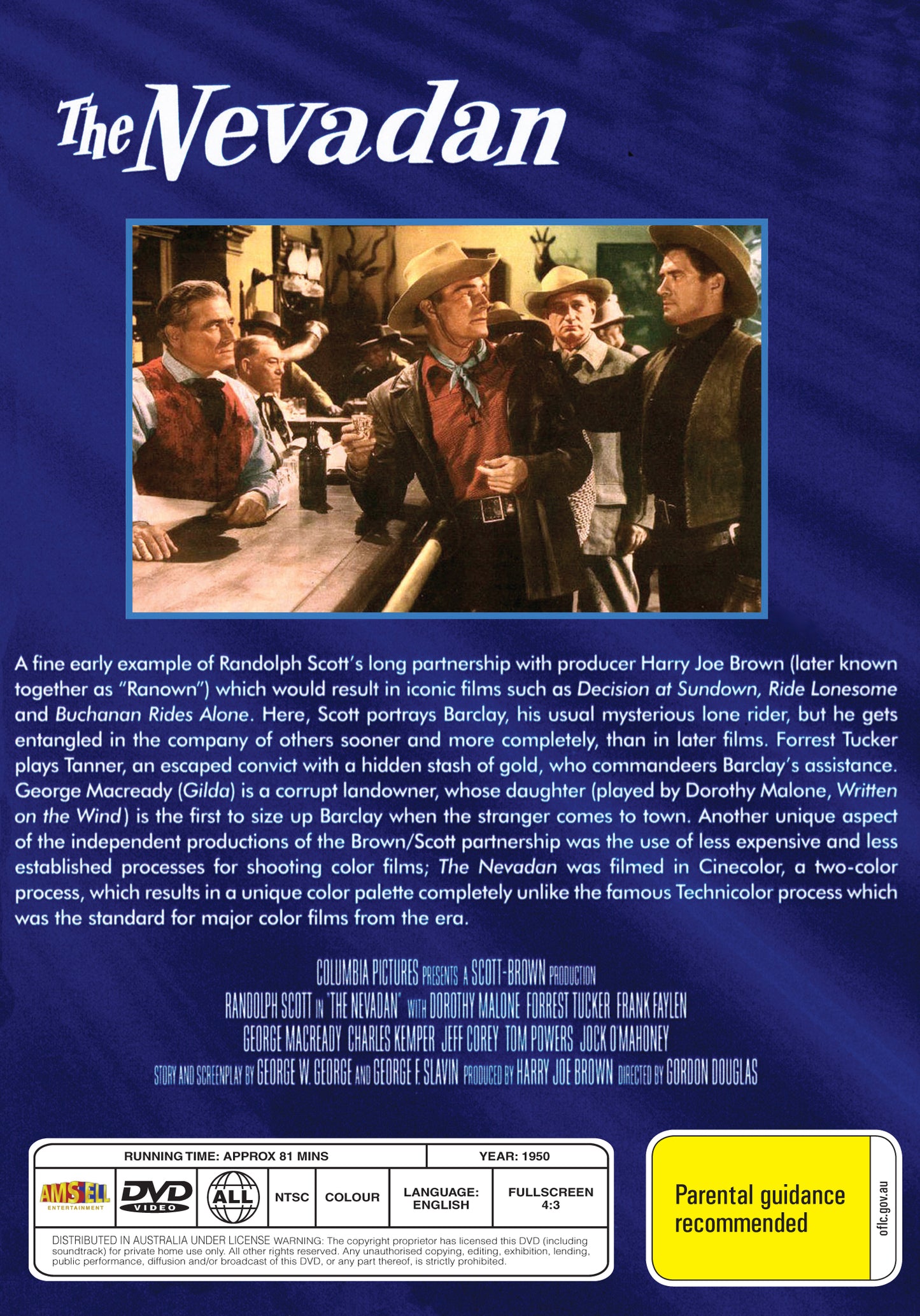 Buy Online The Nevadan (1950) - DVD - Randolph Scott, Dorothy Malone | Best Shop for Old classic and hard to find movies on DVD - Timeless Classic DVD