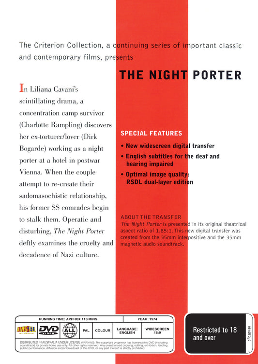 Buy Online The Night Porter (1974) - DVD - Dirk Bogarde, Charlotte Rampling | Best Shop for Old classic and hard to find movies on DVD - Timeless Classic DVD
