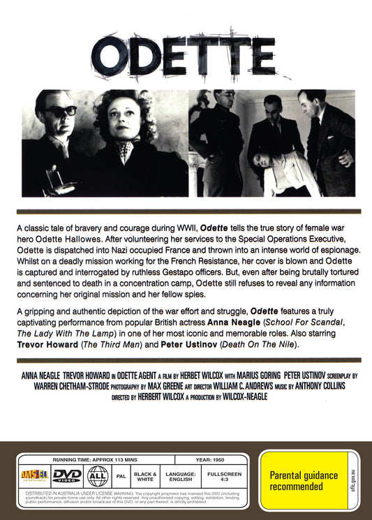 Buy Online Odette (1950) - DVD - Anna Neagle, Trevor Howard | Best Shop for Old classic and hard to find movies on DVD - Timeless Classic DVD