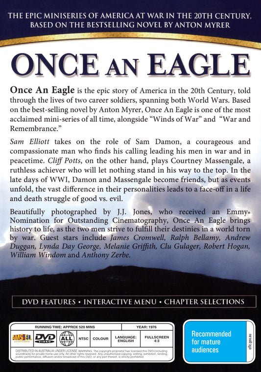 Buy Online Once an Eagle (1976) - DVD - Cliff Potts, Darleen Carr | Best Shop for Old classic and hard to find movies on DVD - Timeless Classic DVD