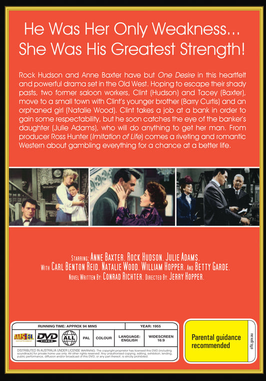 Buy Online One Desire (1955) - DVD - Anne Baxter, Rock Hudson | Best Shop for Old classic and hard to find movies on DVD - Timeless Classic DVD