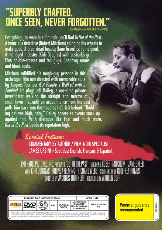 Buy Online Out of the Past (1947) - DVD - Robert Mitchum, Jane Greer, Kirk Douglas | Best Shop for Old classic and hard to find movies on DVD - Timeless Classic DVD