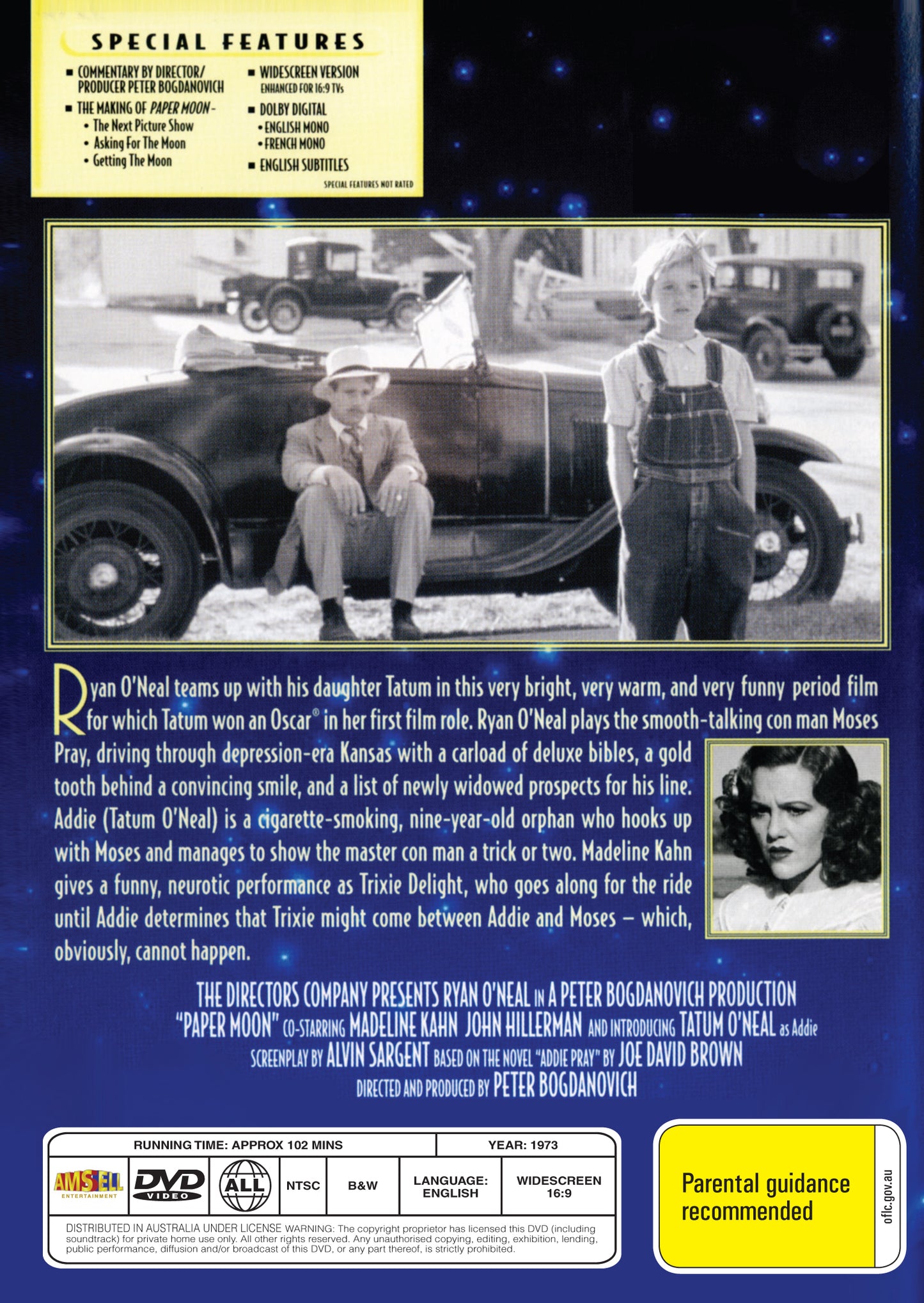 Buy Online Paper Moon (1973) - DVD - Ryan O'Neal, Tatum O'Neal | Best Shop for Old classic and hard to find movies on DVD - Timeless Classic DVD