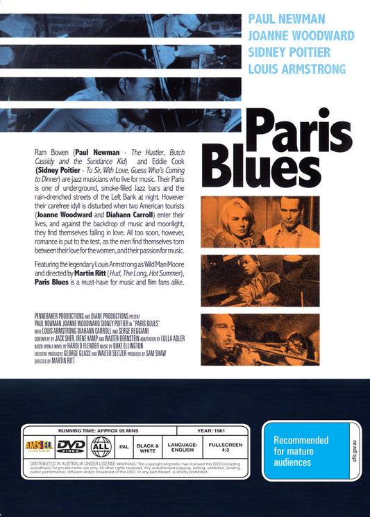 Buy Online Paris Blues (1961) - DVD - Paul Newman, Joanne Woodward, Sidney Poitier | Best Shop for Old classic and hard to find movies on DVD - Timeless Classic DVD