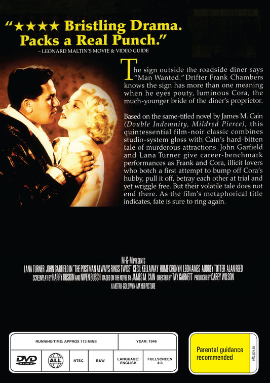Buy Online The Postman Always Rings Twice (1946) - DVD - Lana Turner, John Garfield | Best Shop for Old classic and hard to find movies on DVD - Timeless Classic DVD