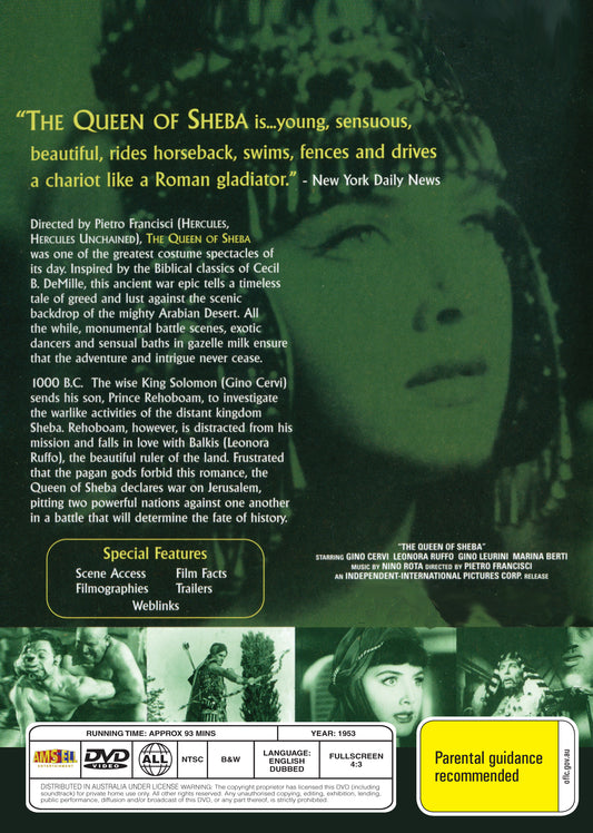 Buy Online The Queen of Sheba (1952) - DVD - Leonora Ruffo, Gino Cervi | Best Shop for Old classic and hard to find movies on DVD - Timeless Classic DVD