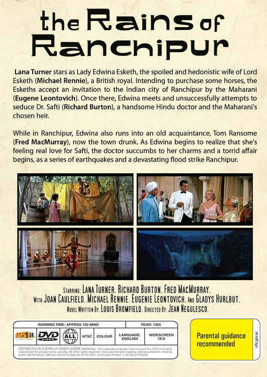 Buy Online The Rains of Ranchipur (1955) - DVD - Lana Turner, Richard Burton | Best Shop for Old classic and hard to find movies on DVD - Timeless Classic DVD