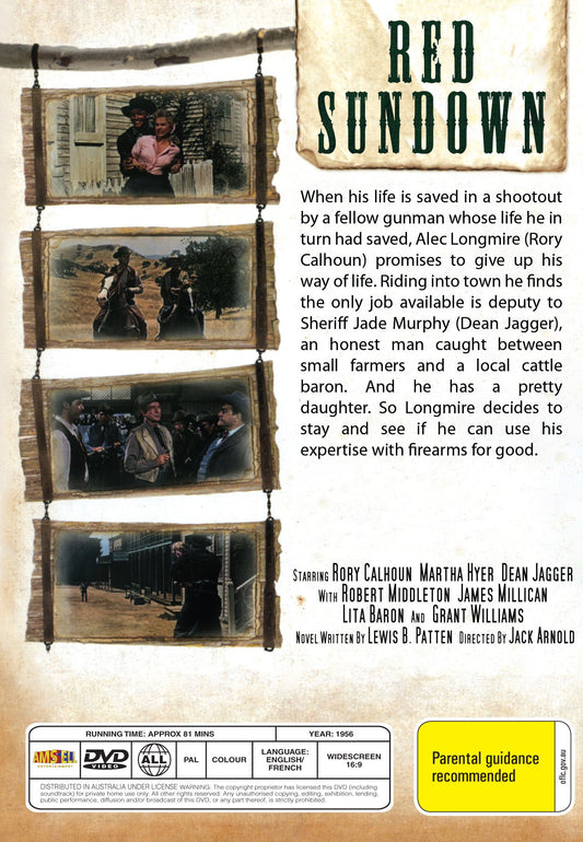 Buy Online Red Sundown (1956) - DVD - Rory Calhoun, Martha Hyer | Best Shop for Old classic and hard to find movies on DVD - Timeless Classic DVD