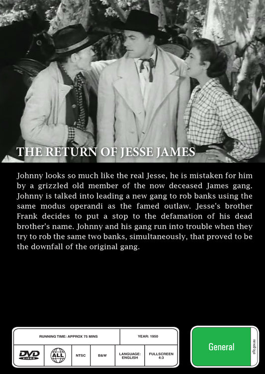 Buy Online The Return of Jesse James (1950) - DVD - John Ireland, Ann Dvorak | Best Shop for Old classic and hard to find movies on DVD - Timeless Classic DVD