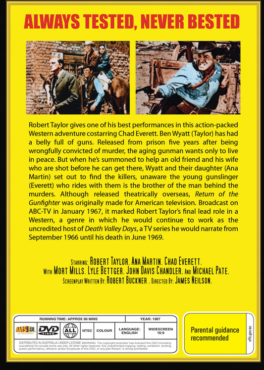 Buy Online Return of the Gunfighter (1967) - DVD - Robert Taylor, Chad Everett | Best Shop for Old classic and hard to find movies on DVD - Timeless Classic DVD