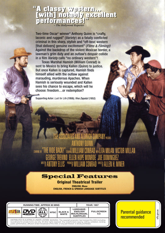 Buy Online The Ride Back (1957) - DVD - Anthony Quinn, William Conrad | Best Shop for Old classic and hard to find movies on DVD - Timeless Classic DVD