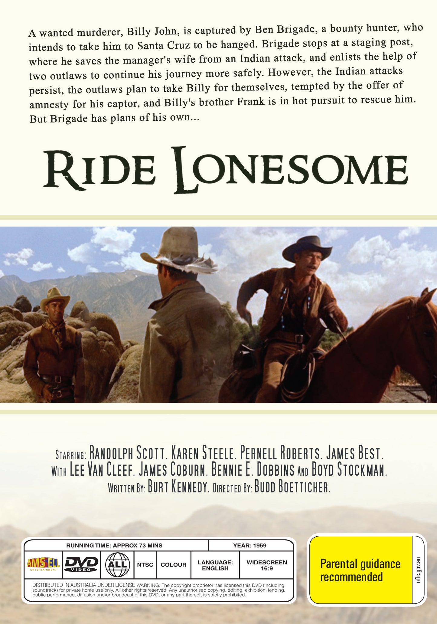 Buy Online Ride Lonesome (1959) - DVD - Randolph Scott, Karen Steele | Best Shop for Old classic and hard to find movies on DVD - Timeless Classic DVD