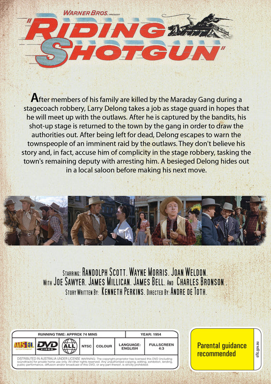 Buy Online Riding Shotgun (1954) - DVD - Randolph Scott, Wayne Morris | Best Shop for Old classic and hard to find movies on DVD - Timeless Classic DVD