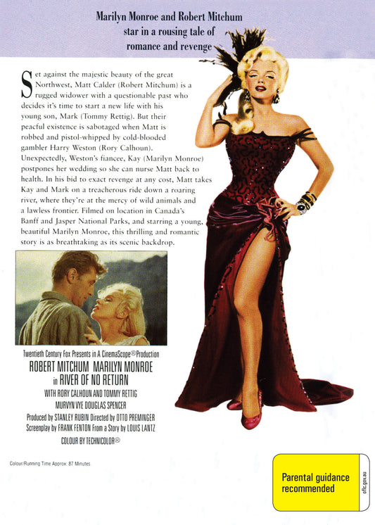 Buy Online River of No Return (1954) - DVD - Robert Mitchum, Marilyn Monroe, Rory Calhoun | Best Shop for Old classic and hard to find movies on DVD - Timeless Classic DVD