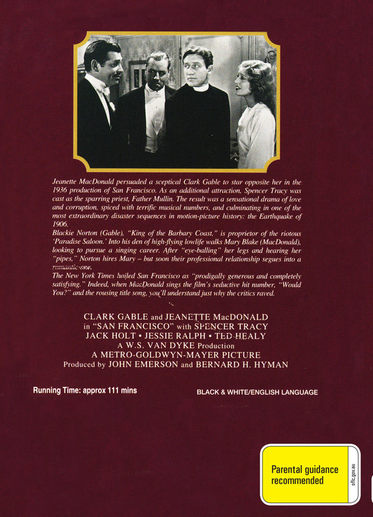 Buy Online San Francisco (1936) - DVD - Clark Gable, Jeanette MacDonald, Spencer Tracy | Best Shop for Old classic and hard to find movies on DVD - Timeless Classic DVD