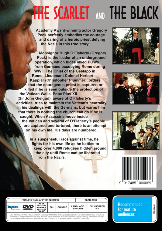 Buy Online The Scarlet and the Black (1983) - DVD - Gregory Peck, Christopher Plummer | Best Shop for Old classic and hard to find movies on DVD - Timeless Classic DVD