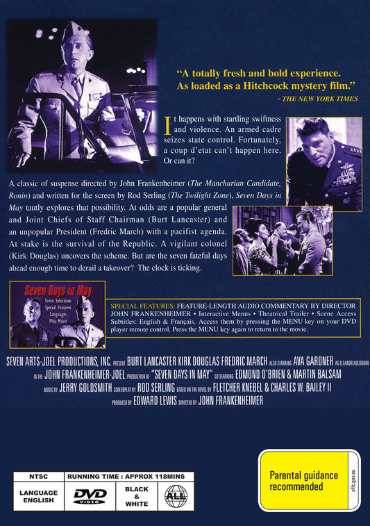 Buy Online Seven Days in May (1964) - DVD - Burt Lancaster, Kirk Douglas | Best Shop for Old classic and hard to find movies on DVD - Timeless Classic DVD