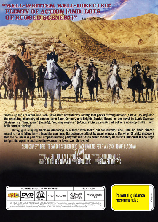 Buy Online Shalako (1968) - DVD - Sean Connery, Brigitte Bardot | Best Shop for Old classic and hard to find movies on DVD - Timeless Classic DVD