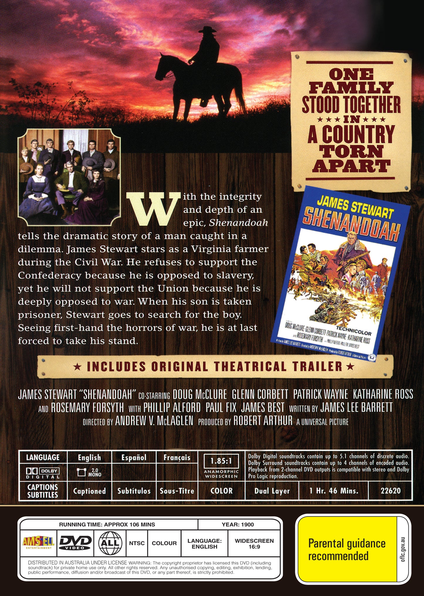 Buy Online Shenandoah (1965) - DVD - James Stewart, Doug McClure | Best Shop for Old classic and hard to find movies on DVD - Timeless Classic DVD