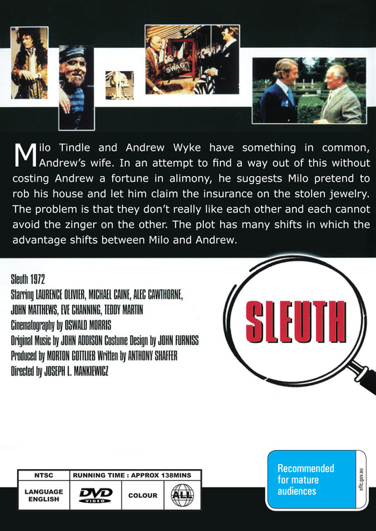 Buy Online Sleuth (1972) - DVD - Laurence Olivier, Michael Caine | Best Shop for Old classic and hard to find movies on DVD - Timeless Classic DVD