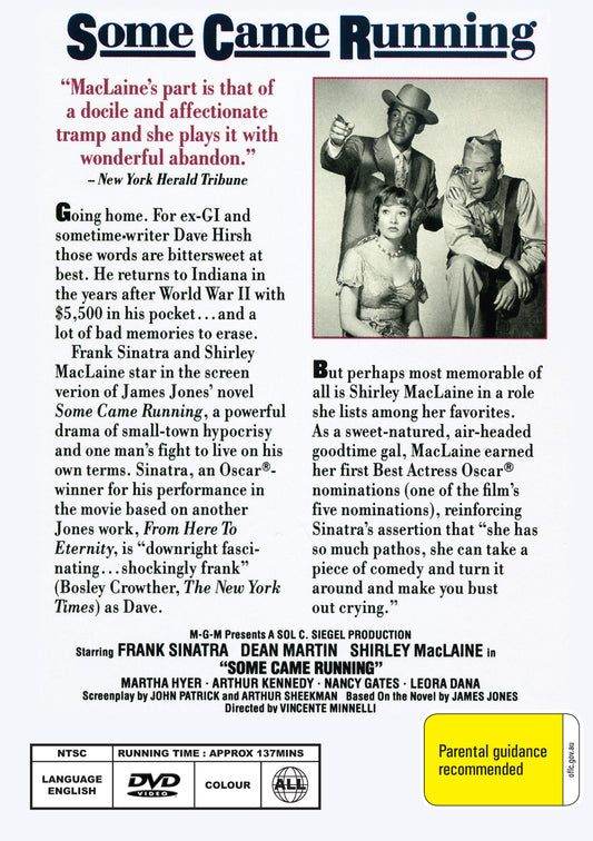Buy Online Some Came Running (1958) - DVD - Frank Sinatra, Dean Martin, Shirley MacLaine | Best Shop for Old classic and hard to find movies on DVD - Timeless Classic DVD
