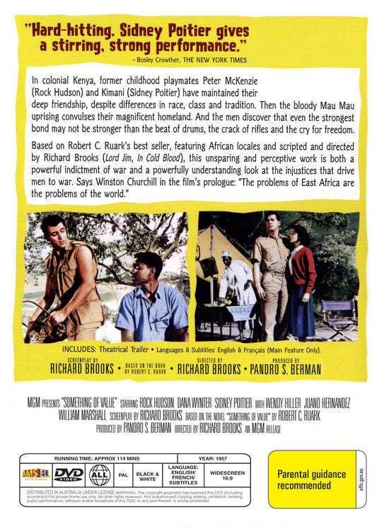 Buy Online Something of Value (1957) - DVD - Rock Hudson | Best Shop for Old classic and hard to find movies on DVD - Timeless Classic DVD