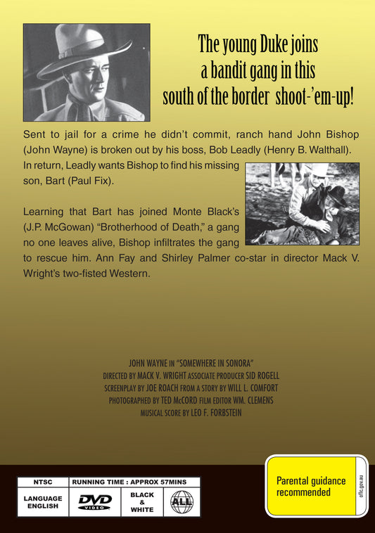 Buy Online Somewhere in Sonora (1933) - DVD - John Wayne, Henry B. Walthall | Best Shop for Old classic and hard to find movies on DVD - Timeless Classic DVD