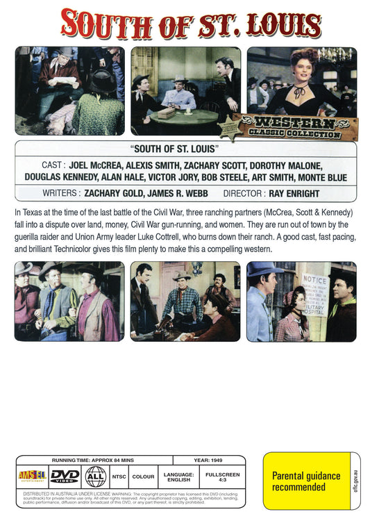 Buy Online South of St. Louis (1949) - DVD - Joel McCrea, Alexis Smith | Best Shop for Old classic and hard to find movies on DVD - Timeless Classic DVD