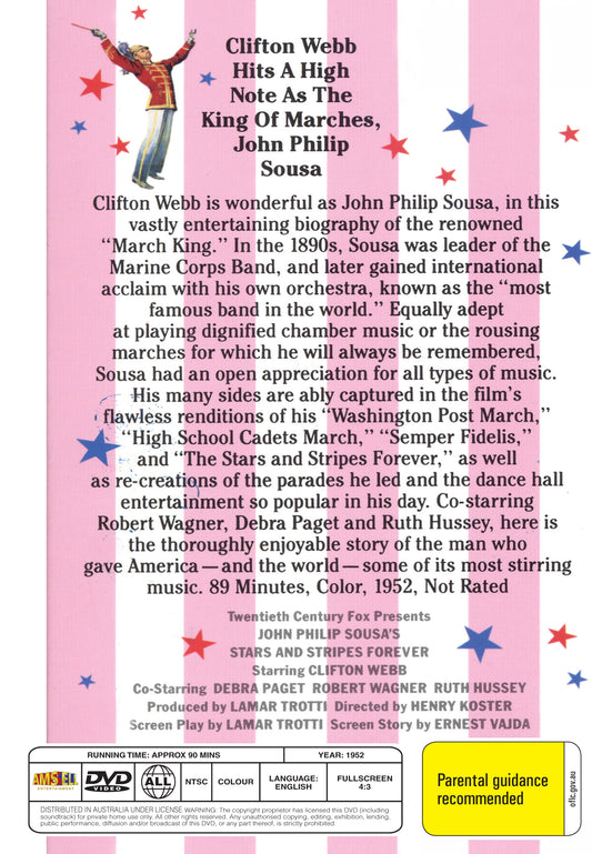 Buy Online Stars and Stripes Forever (1952) - DVD - Clifton Webb, Robert Wagner, Debra Paget | Best Shop for Old classic and hard to find movies on DVD - Timeless Classic DVD