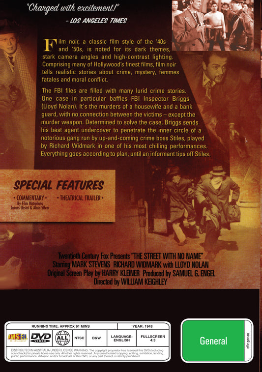 Buy Online The Street with No Name (1948) - DVD - Mark Stevens, Richard Widmark | Best Shop for Old classic and hard to find movies on DVD - Timeless Classic DVD