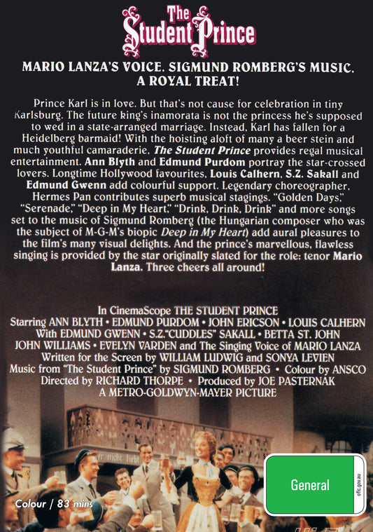 Buy Online The Student Prince (1954) - DVD - Ann Blyth, Edmund Purdom | Best Shop for Old classic and hard to find movies on DVD - Timeless Classic DVD