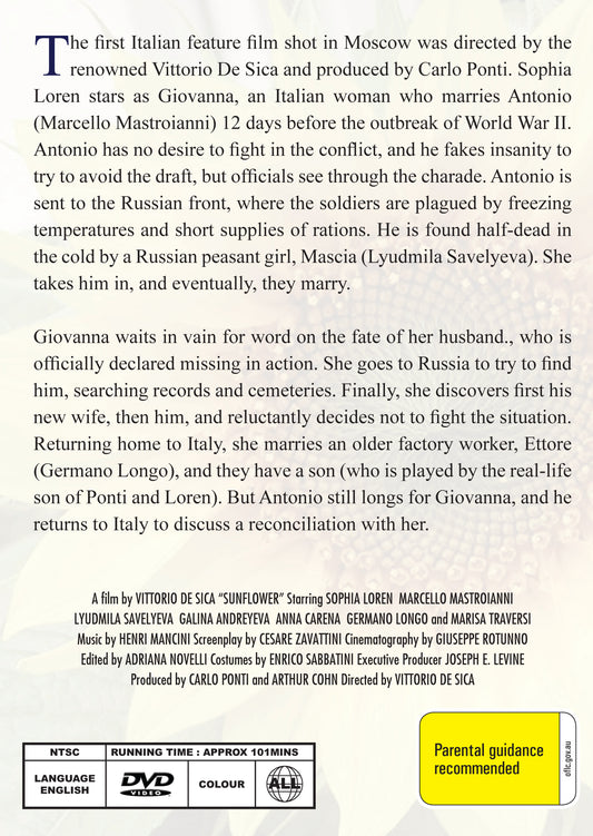 Buy Online Sunflower (1970) - DVD - Sophia Loren, Marcello Mastroianni | Best Shop for Old classic and hard to find movies on DVD - Timeless Classic DVD