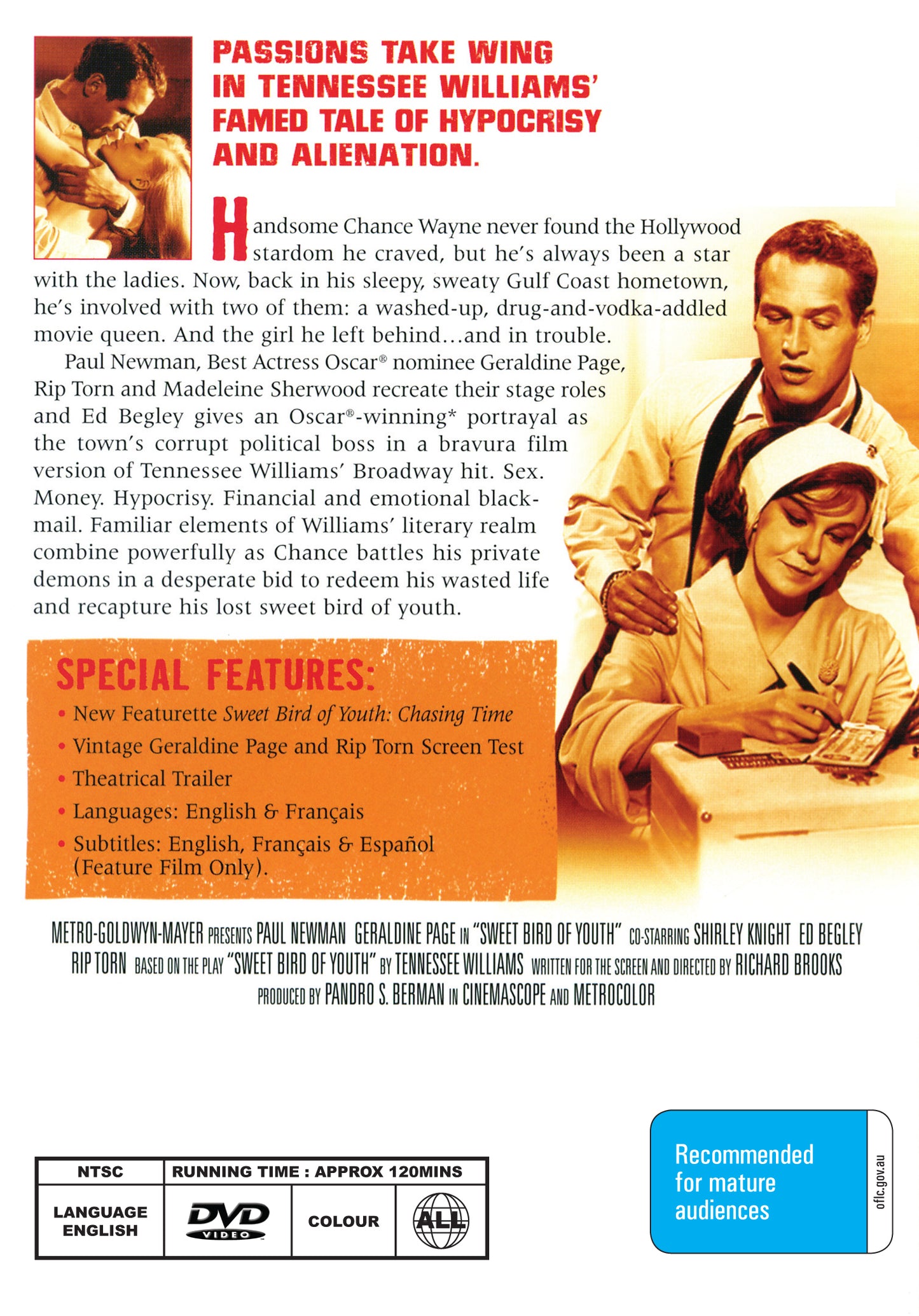 Buy Online Sweet Bird of Youth (1962) - DVD - Paul Newman, Geraldine Page | Best Shop for Old classic and hard to find movies on DVD - Timeless Classic DVD