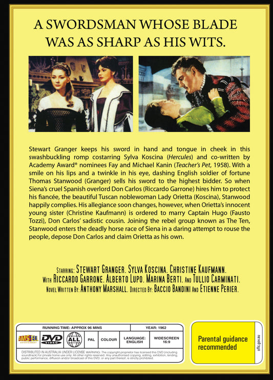 Buy Online Swordsman of Siena (1962) - DVD - Stewart Granger, Sylva Koscina | Best Shop for Old classic and hard to find movies on DVD - Timeless Classic DVD