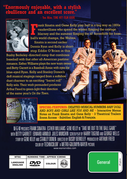 Buy Online Take Me Out to the Ball Game (1949) - DVD - Frank Sinatra, Esther Williams, Gene Kelly | Best Shop for Old classic and hard to find movies on DVD - Timeless Classic DVD