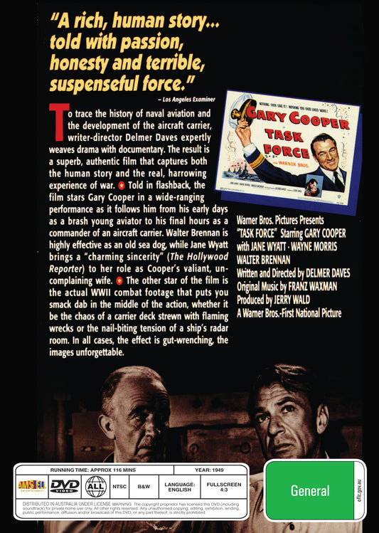 Buy Online Task Force (1949) - DVD - Gary Cooper, Jane Wyatt | Best Shop for Old classic and hard to find movies on DVD - Timeless Classic DVD