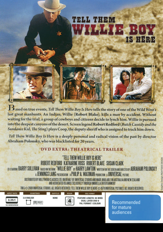 Buy Online Tell Them Willie Boy Is Here (1969) - DVD - Robert Redford, Katharine Ross | Best Shop for Old classic and hard to find movies on DVD - Timeless Classic DVD