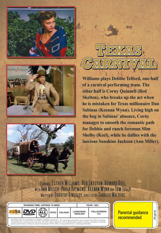 Buy Online Texas Carnival (1951) - DVD - Esther Williams, Red Skelton | Best Shop for Old classic and hard to find movies on DVD - Timeless Classic DVD
