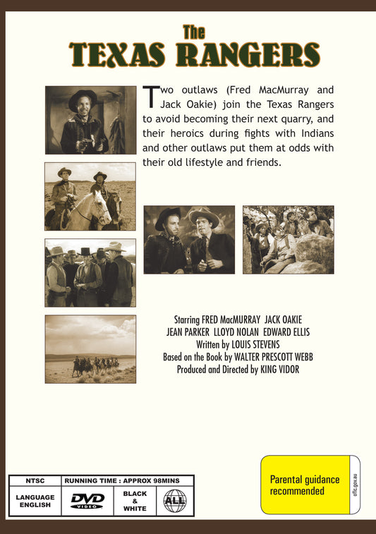 Buy Online The Texas Rangers (1936) - DVD - Fred MacMurray, Jack Oakie | Best Shop for Old classic and hard to find movies on DVD - Timeless Classic DVD