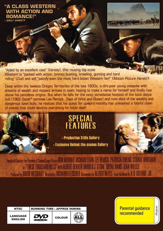 Buy Online These Thousand Hills (1959) - DVD - Don Murray, Richard Egan | Best Shop for Old classic and hard to find movies on DVD - Timeless Classic DVD