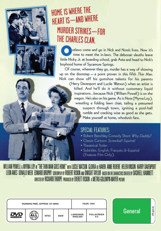 Buy Online The Thin Man Goes Home (1944) - DVD -  William Powell, Myrna Loy | Best Shop for Old classic and hard to find movies on DVD - Timeless Classic DVD