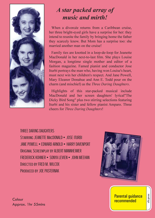 Buy Online Three Daring Daughters (1948) - DVD - Jeanette MacDonald, José Iturbi | Best Shop for Old classic and hard to find movies on DVD - Timeless Classic DVD