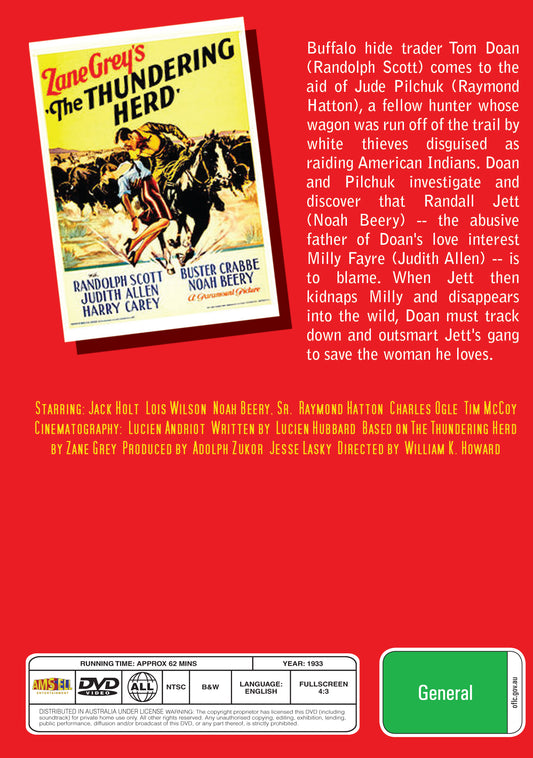 Buy Online The Thundering Herd (1933) - DVD - Randolph Scott, Judith Allen | Best Shop for Old classic and hard to find movies on DVD - Timeless Classic DVD