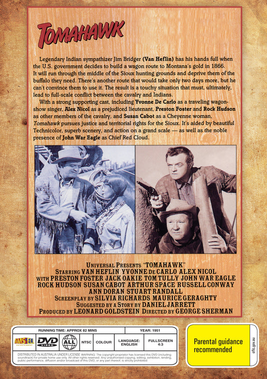 Buy Online Tomahawk (1951) - DVD - Van Heflin, Yvonne De Carlo | Best Shop for Old classic and hard to find movies on DVD - Timeless Classic DVD