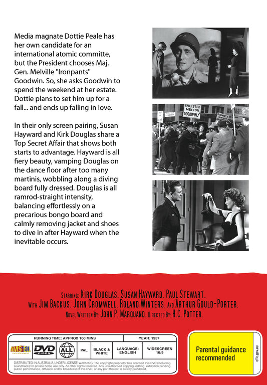 Buy Online Top Secret Affair (1957) - DVD - Susan Hayward, Kirk Douglas | Best Shop for Old classic and hard to find movies on DVD - Timeless Classic DVD